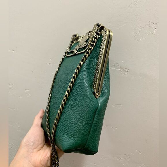 Handsewn Genuine Pebble Leather Push Lock Purse/Clip Pouch/Phone Case/Crossbody - Picture 10 of 14